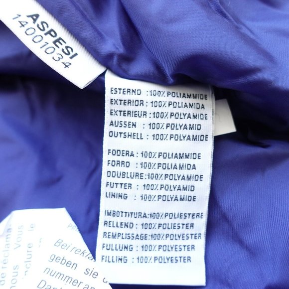 Blue Navy Down Jacket Women Large Packable Western Pom Pom Italy NWT ASPESI $565 - Picture 13 of 14
